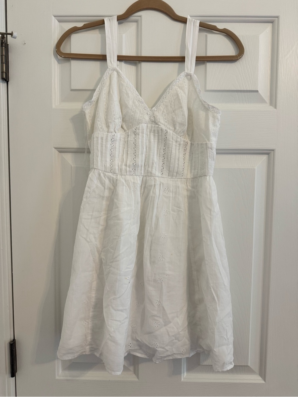 American Eagle Outfitters White Eyelet Babydoll Mini Dress